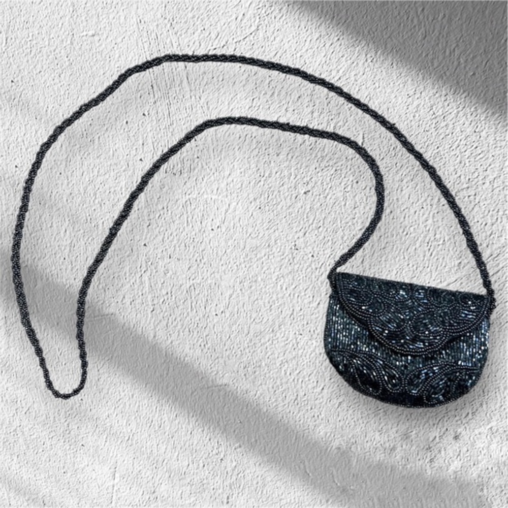 90s Black Glass Bead Mini Bag